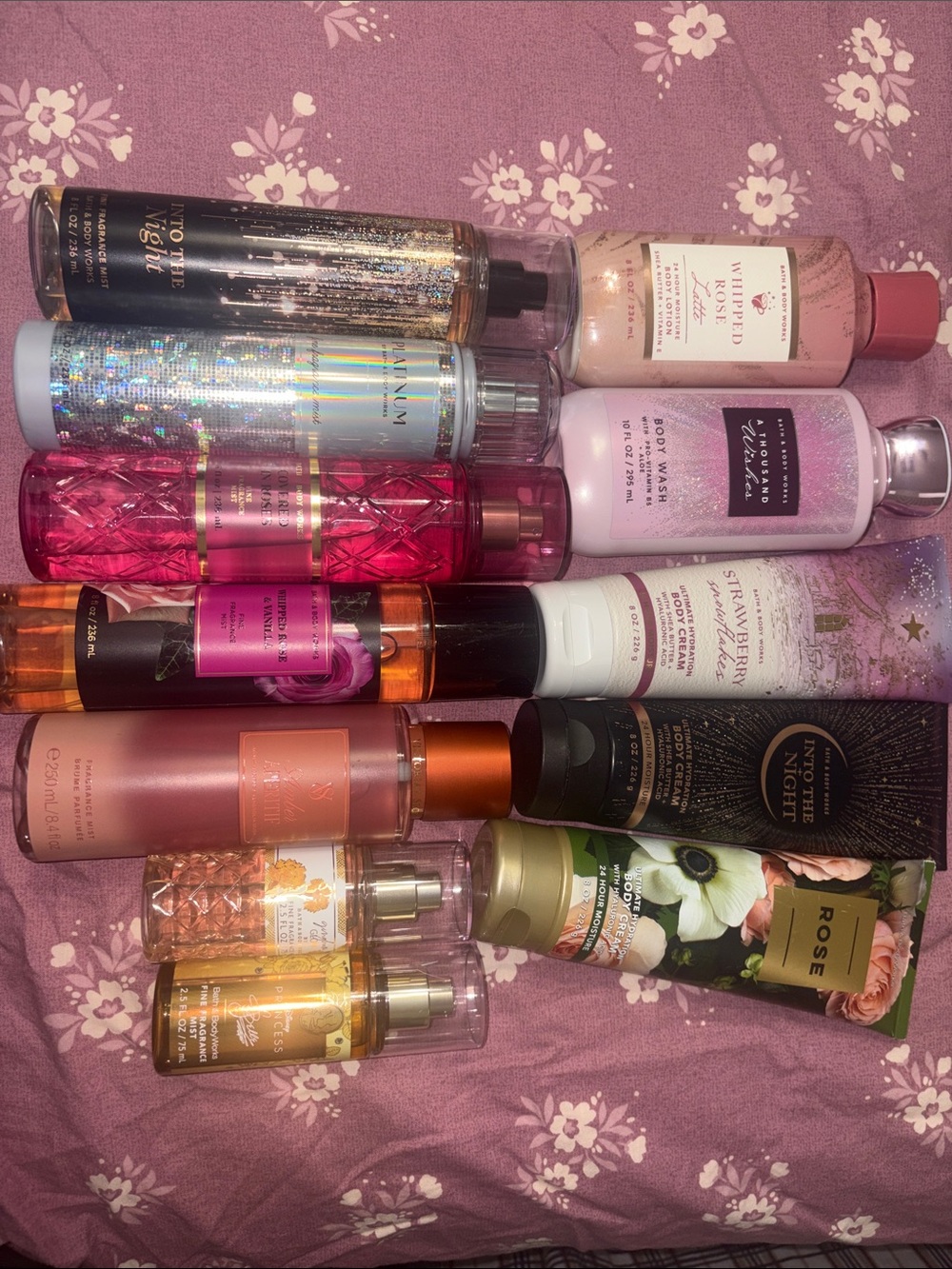 Assorted Bath & Body and VS Lot in Pink, Gold, Black, White, Green